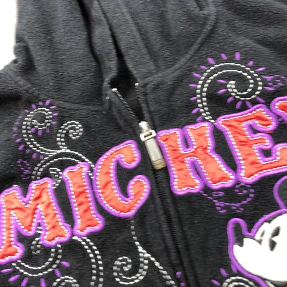 Disney Mickey Mouse Hoodie Womens 2XL Black Zip Up Fleece Sweatshirt Plus Size - Picture 8 of 13